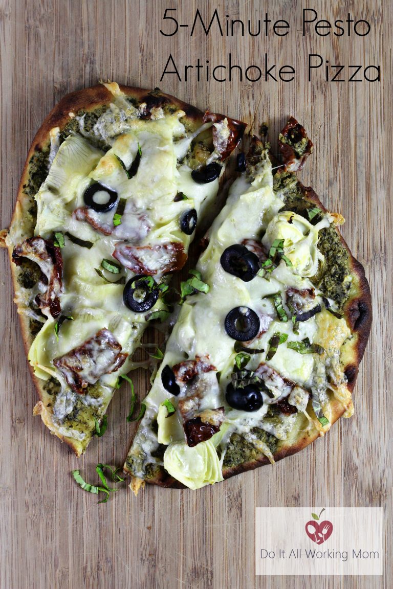 5Minutes Pesto Artichoke Pizza Do It All Working Mom