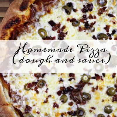 Homemade pizza (dough and sauce)