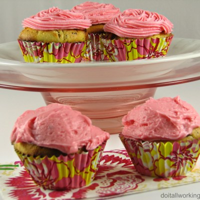 Lemon poppy seed muffins with lemon icing