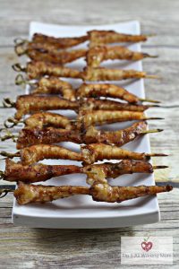 Shrimp and lime skewers