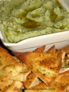Cannellini bean dip and pita chips