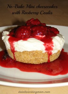 No-Bake Mini Cheesecakes with Raspberry Coulis