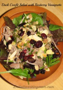 Duck Confit Salad with Raspberry Vinaigrette