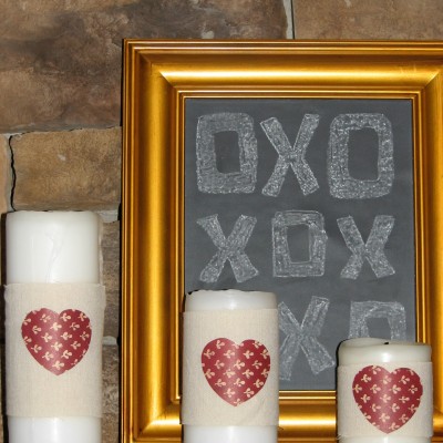 DIY Valentine’s Day Candles, Frame and Banner