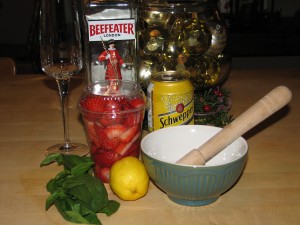 Strawberry Basil Gin and Tonic