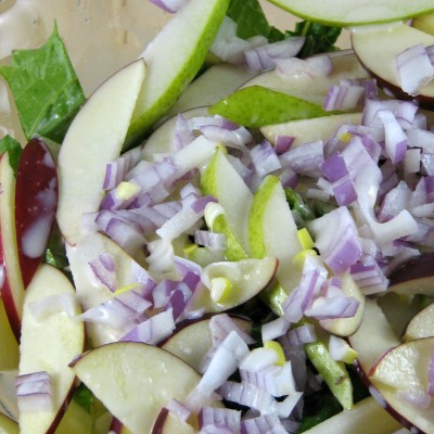 Pear Apple Salad with Maple Syrup Dressing
