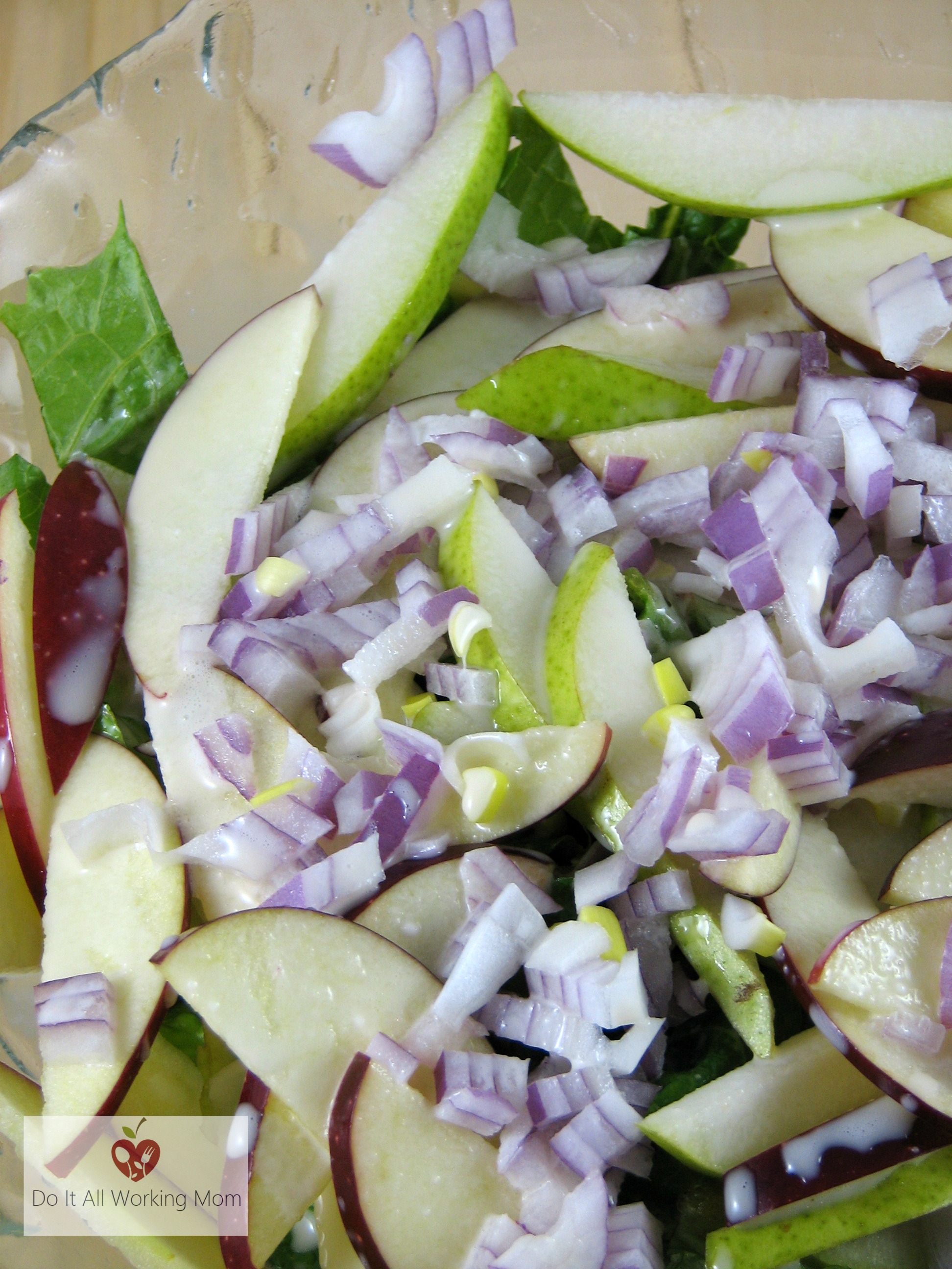 Pear Apple Salad with Maple Syrup Dressing