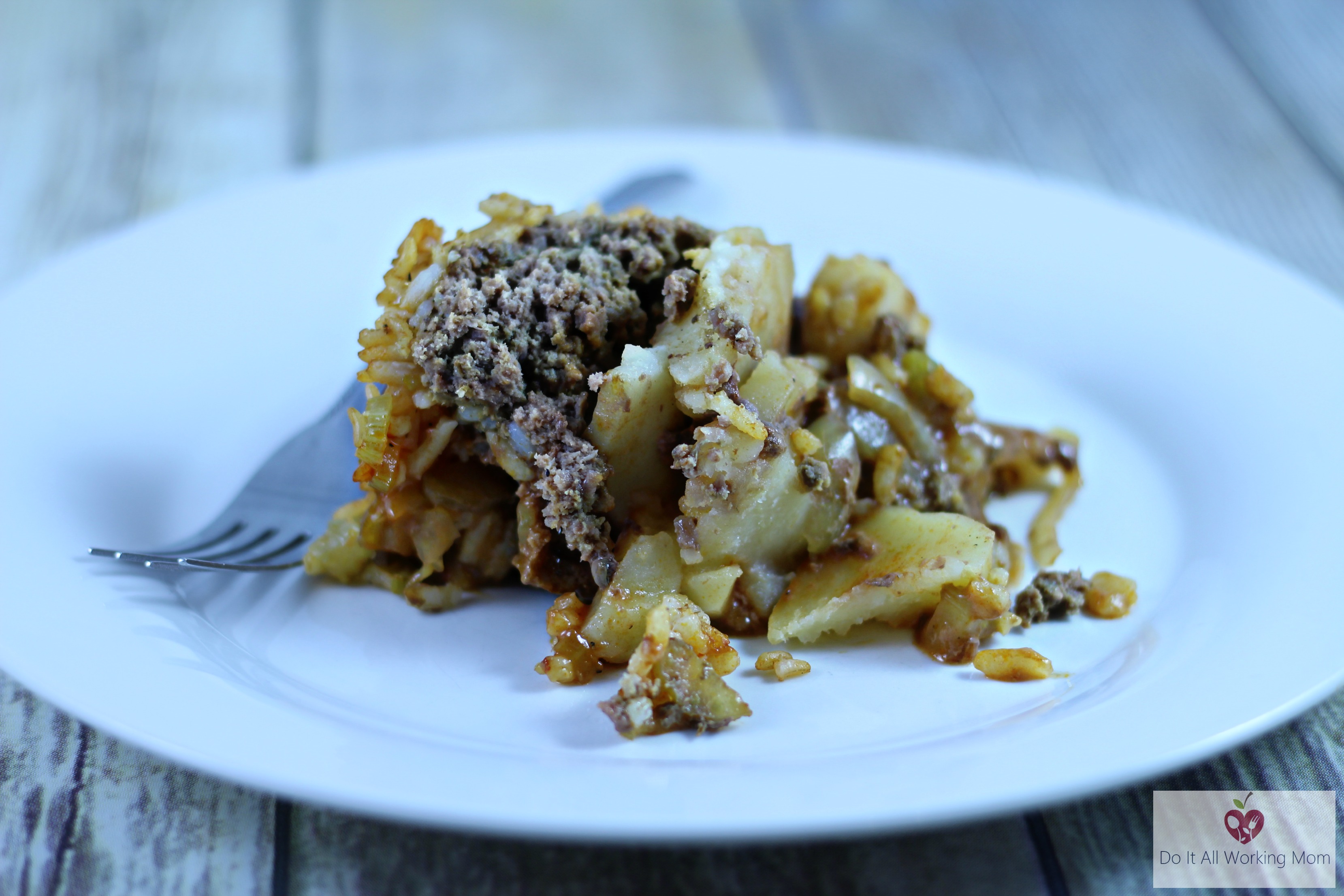 Layered Beef, Rice, Vegetable Casserole